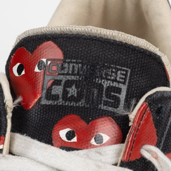 Converse X Play Comme Des Garcons CDG Pro Low Black/Red Hearts 8.5 - Picture 10 of 12